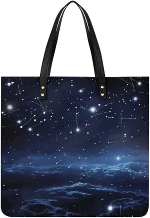 Handbags for WomenCluster of Stars in Night SkyTrendy Vegan Leather Hobo Handbags,Women's Soft Bucket Bag For Women - Ladies Handbags For Work, Travel, Casual Use,Birthday Gifts