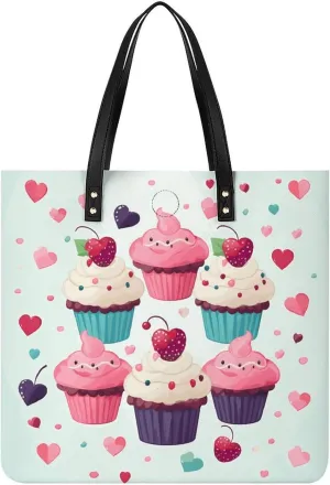 Handbags for WomenCupcake Candy Hearts SweetTrendy Vegan Leather Hobo Handbags,Women's Soft Bucket Bag For Women - Ladies Handbags For Work, Travel, Casual Use,Birthday Gifts