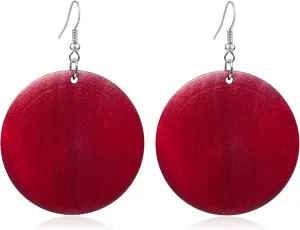 Handmade Boho Wooden Big Round Teardrop Earrings African Ethnic Natural Wood Earrings Vintage Lightweight Geometric Wooden Dangle Drop Earrings for Women Jewelry Gifts