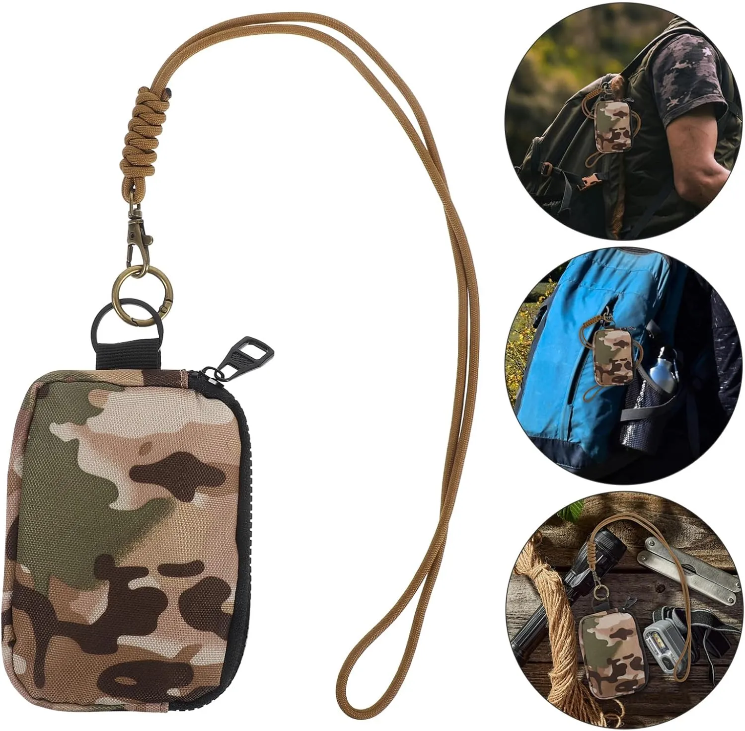 Healifty Keychain Wristlet Wallet for Women Small Coin Pouch Purse Chain Bag Key Card Holder With Zipper for Outdoor