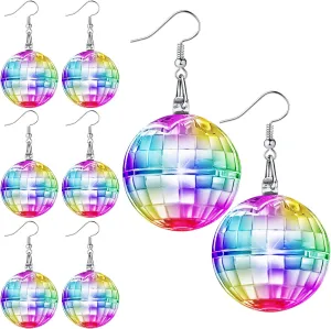 Henoyso 4 Pairs Light up Disco Ball Earrings LED 60s 70s Light Earrings for Women Girls Bachelorette Party Dance Party Costume Accessories