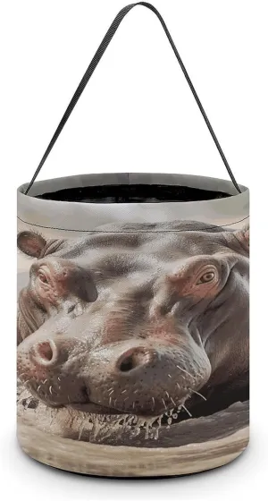 Hippopotamus in Water Halloween Tote Candy Bag Candy Basket Candy Bucket Gift Bag for Halloween Party