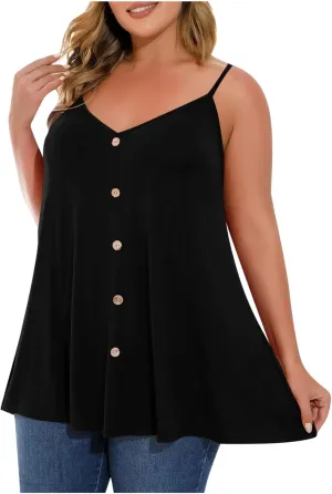 HJuyYuah Plus Size Camisole Tunic Tops for Women Summer Womens Tank Top Loose Fit Sexy Spaghetti Camis Vacation Outfits 2025