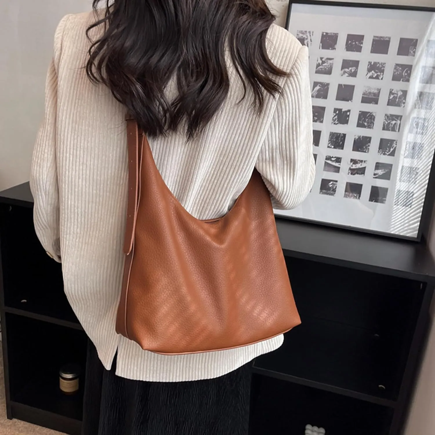 Hobo Bags for Women Soft PU Leather Shoulder Handbag Adjustable Strap Large Shoulder Purses and Handbags