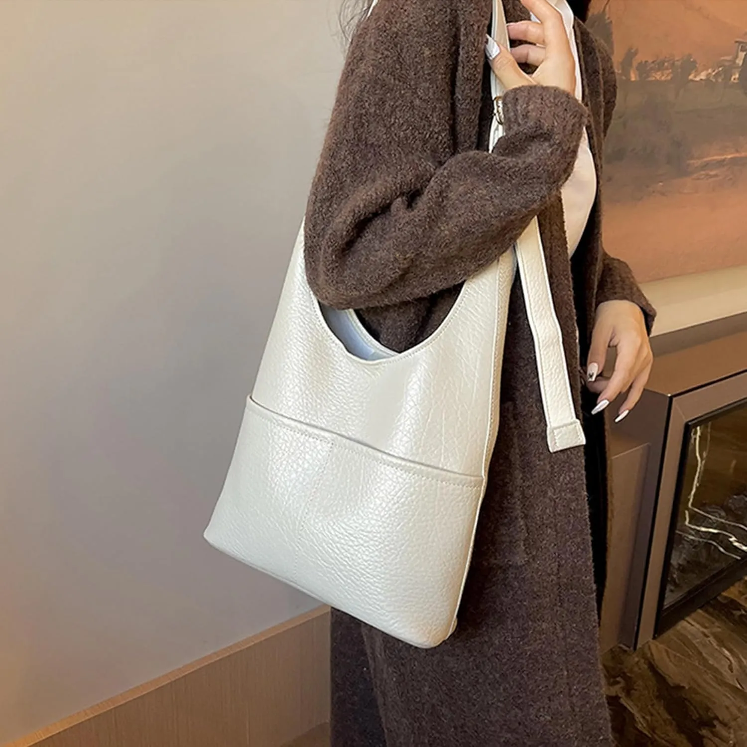 Hobo Bags Soft Leather Shoulder Bag for Women Large Capacity Crossbody Bag with Adjustable Strap Shoulder Handbag