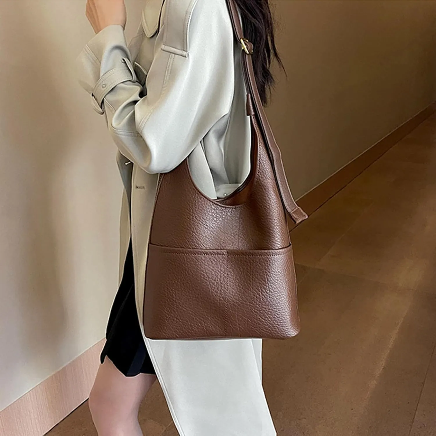 Hobo Bags Soft Leather Shoulder Bag for Women Large Capacity Crossbody Bag with Adjustable Strap Shoulder Handbag