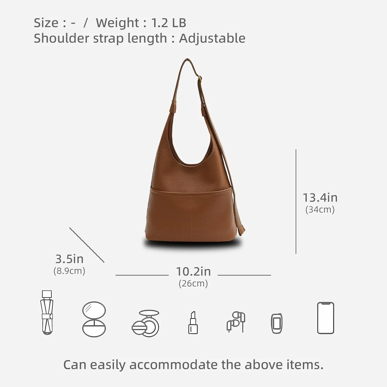 Hobo Bags Soft Leather Shoulder Bag for Women Large Capacity Crossbody Bag with Adjustable Strap Shoulder Handbag