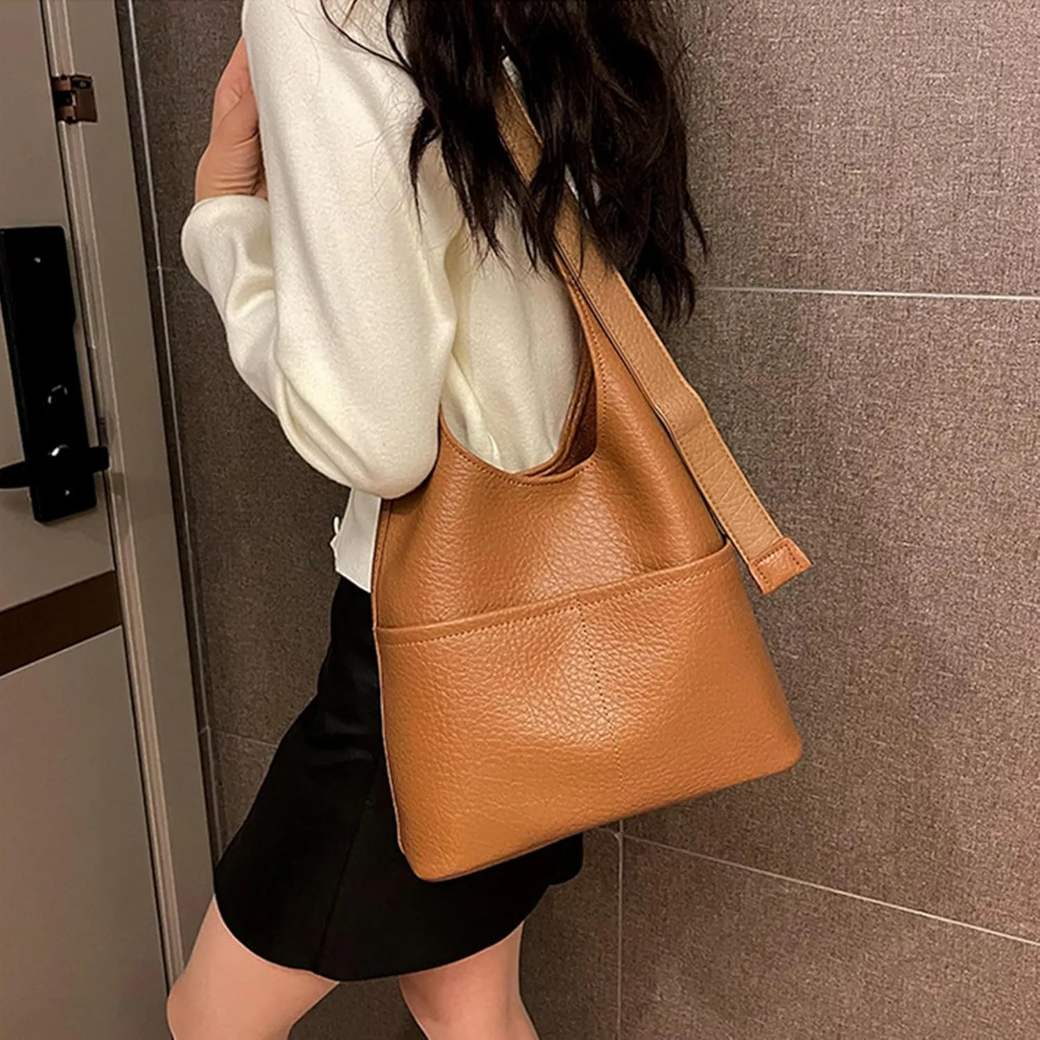 Hobo Bags Soft Leather Shoulder Bag for Women Large Capacity Crossbody Bag with Adjustable Strap Shoulder Handbag