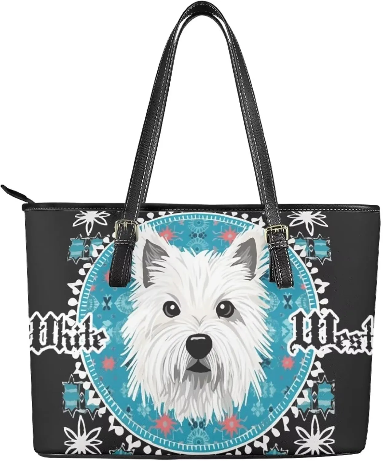 Hobo Tote Bag Purse for Women Boho Ethnic Cats Work Handbags with Zipper, Cow Spots Large Capacity Handle Totes