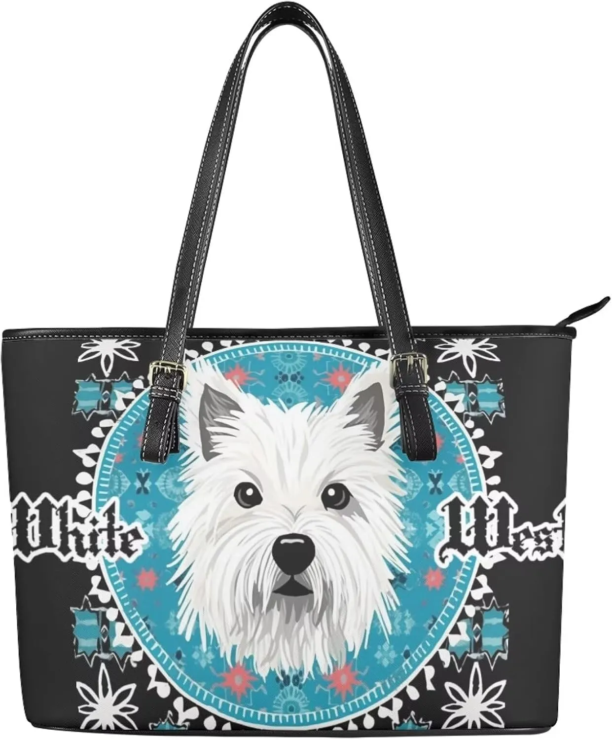 Hobo Tote Bag Purse for Women Boho Ethnic Cats Work Handbags with Zipper, Cow Spots Large Capacity Handle Totes
