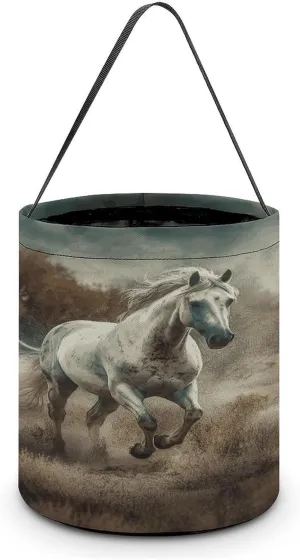 Horse Running in Field Halloween Tote Candy Bag Candy Basket Candy Bucket Gift Bag for Halloween Party