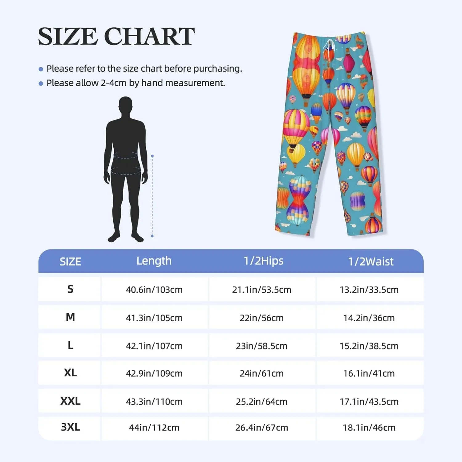 Hot Air colorful Balloons print Mens Sleepwear Pajamas Pants with Pockets Soft Sleep Lounge Bottoms Sleep Pj Bottoms for Men
