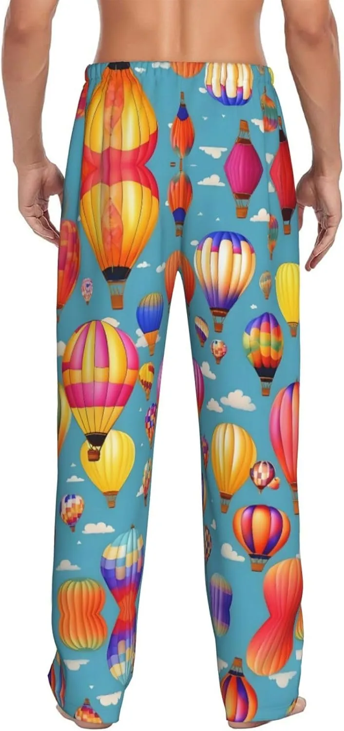 Hot Air colorful Balloons print Mens Sleepwear Pajamas Pants with Pockets Soft Sleep Lounge Bottoms Sleep Pj Bottoms for Men
