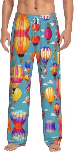 Hot Air colorful Balloons print Mens Sleepwear Pajamas Pants with Pockets Soft Sleep Lounge Bottoms Sleep Pj Bottoms for Men