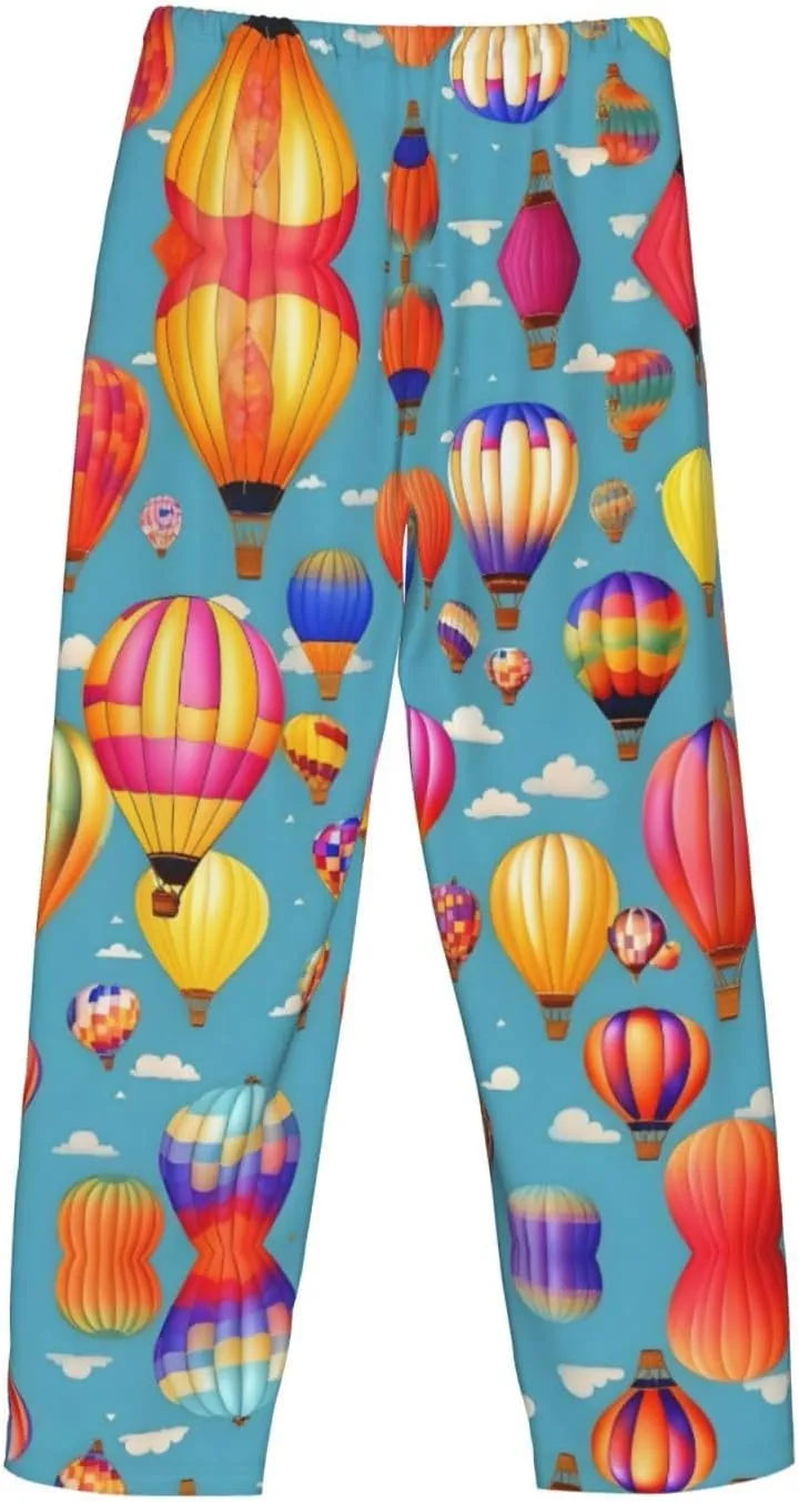 Hot Air colorful Balloons print Mens Sleepwear Pajamas Pants with Pockets Soft Sleep Lounge Bottoms Sleep Pj Bottoms for Men
