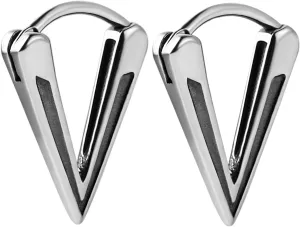 HZMAN Men Women Bike Punk Silver Stainless Steel Triangle Dangle Hoop Earrings