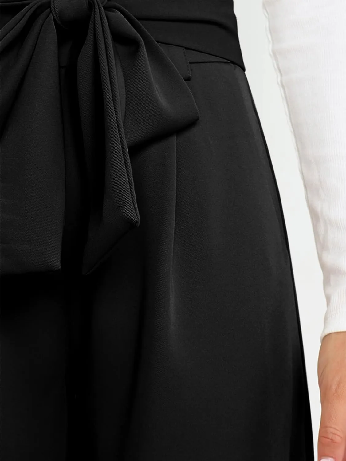 IFFEI Women's Wide Leg Pants with Pockets Business Casual Trousers High Waist with Adjustable Belt