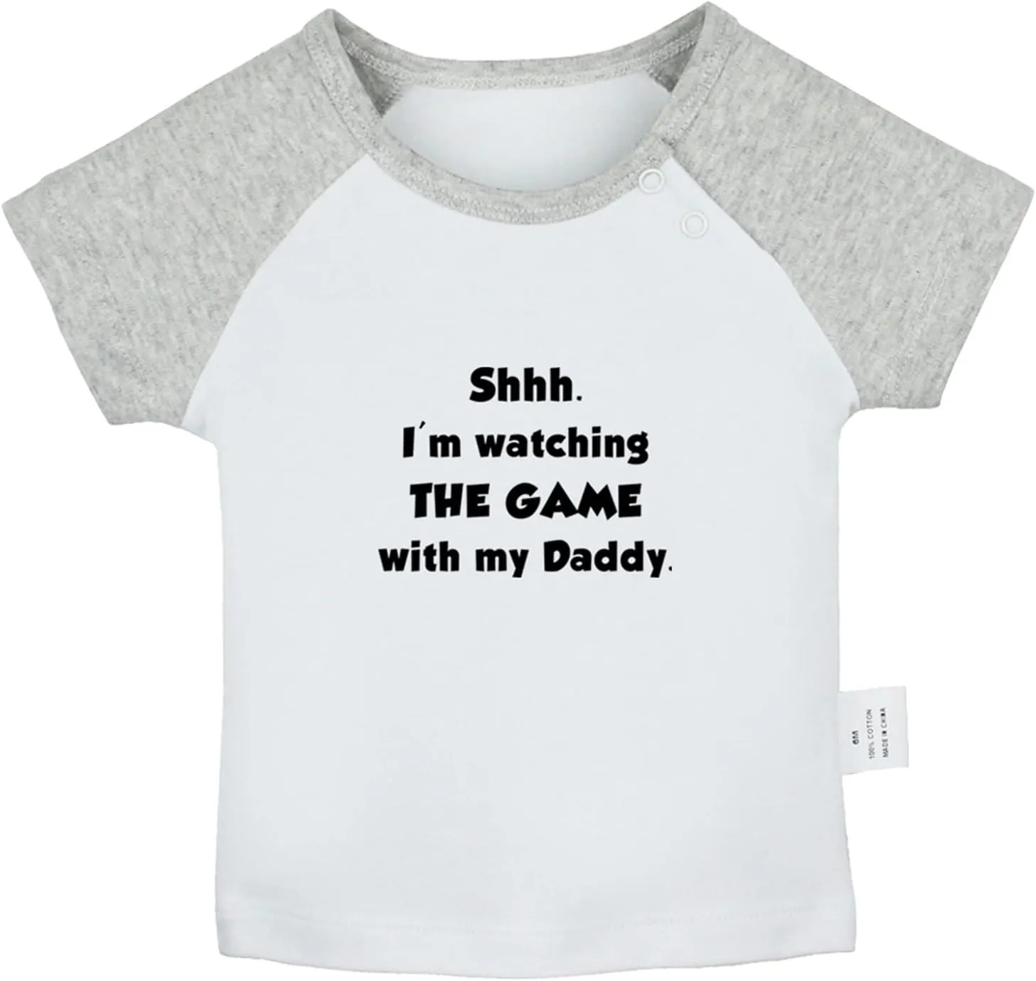 I'm Watching The Game with My Daddy Funny T Shirts Infant Baby T-Shirts Newborn Short Tops Kids Graphic Tees Clothes