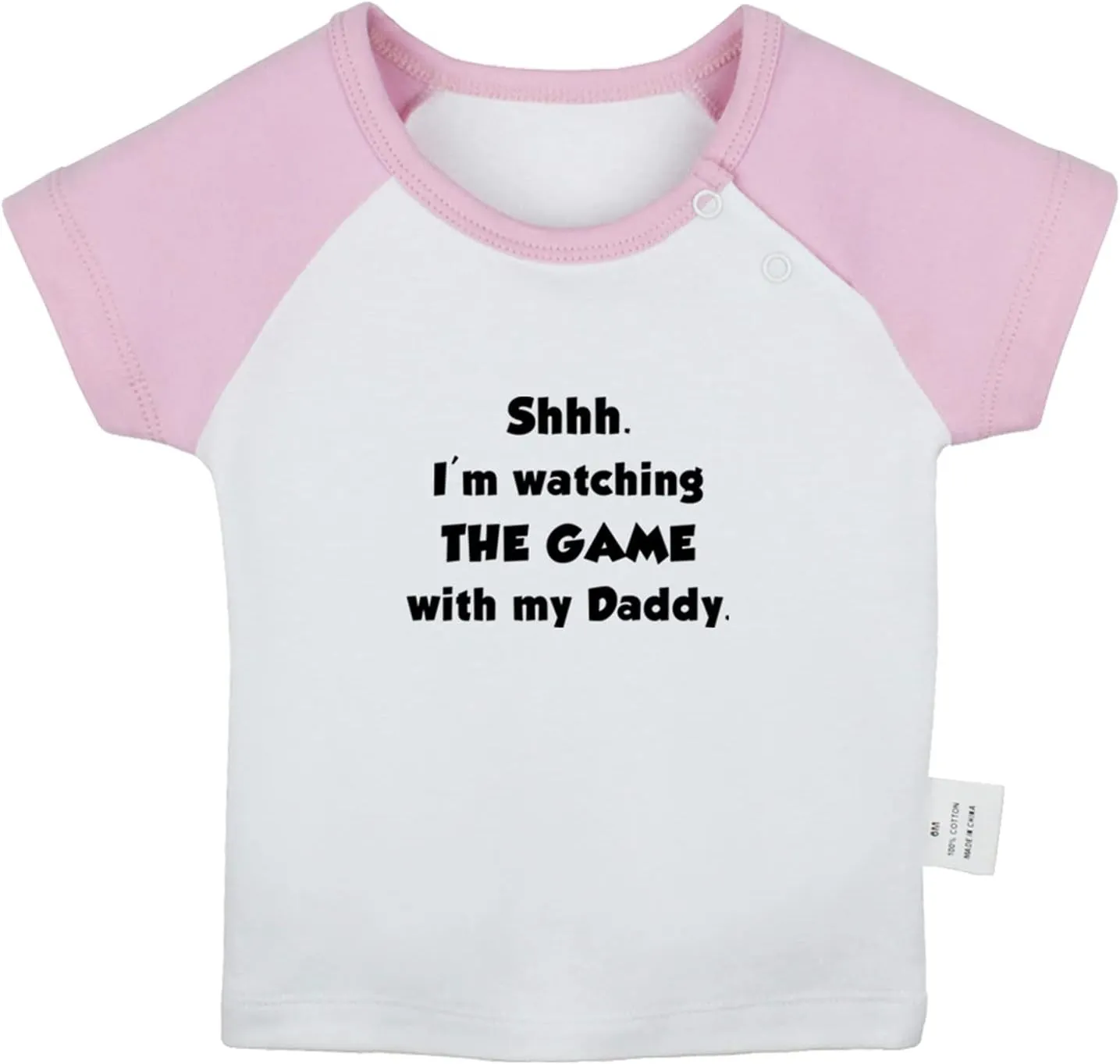 I'm Watching The Game with My Daddy Funny T Shirts Infant Baby T-Shirts Newborn Short Tops Kids Graphic Tees Clothes
