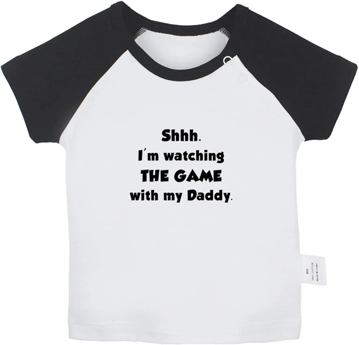 I'm Watching The Game with My Daddy Funny T Shirts Infant Baby T-Shirts Newborn Short Tops Kids Graphic Tees Clothes