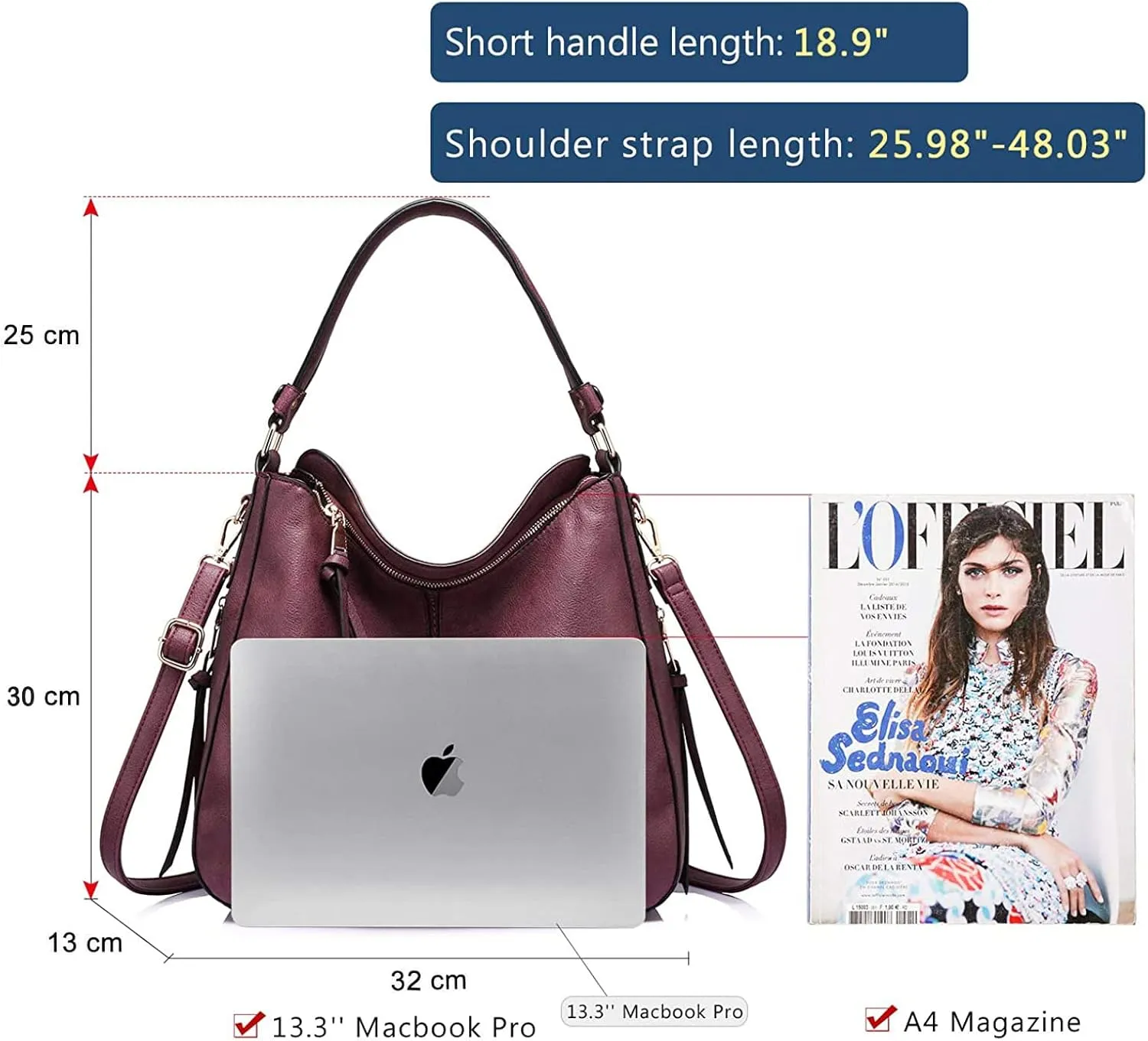 INOVERA Faux Leather Women Handbags Shoulder Hobo Bag Purse With Long Strap