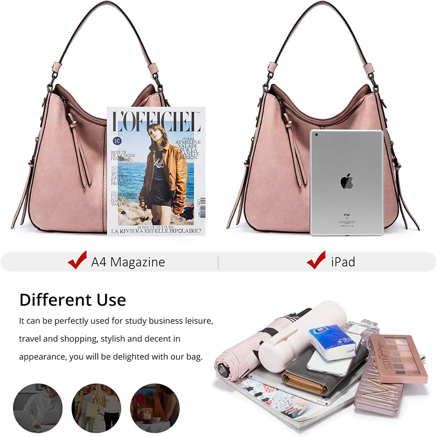 INOVERA Faux Leather Women Handbags Shoulder Hobo Bag Purse With Long Strap