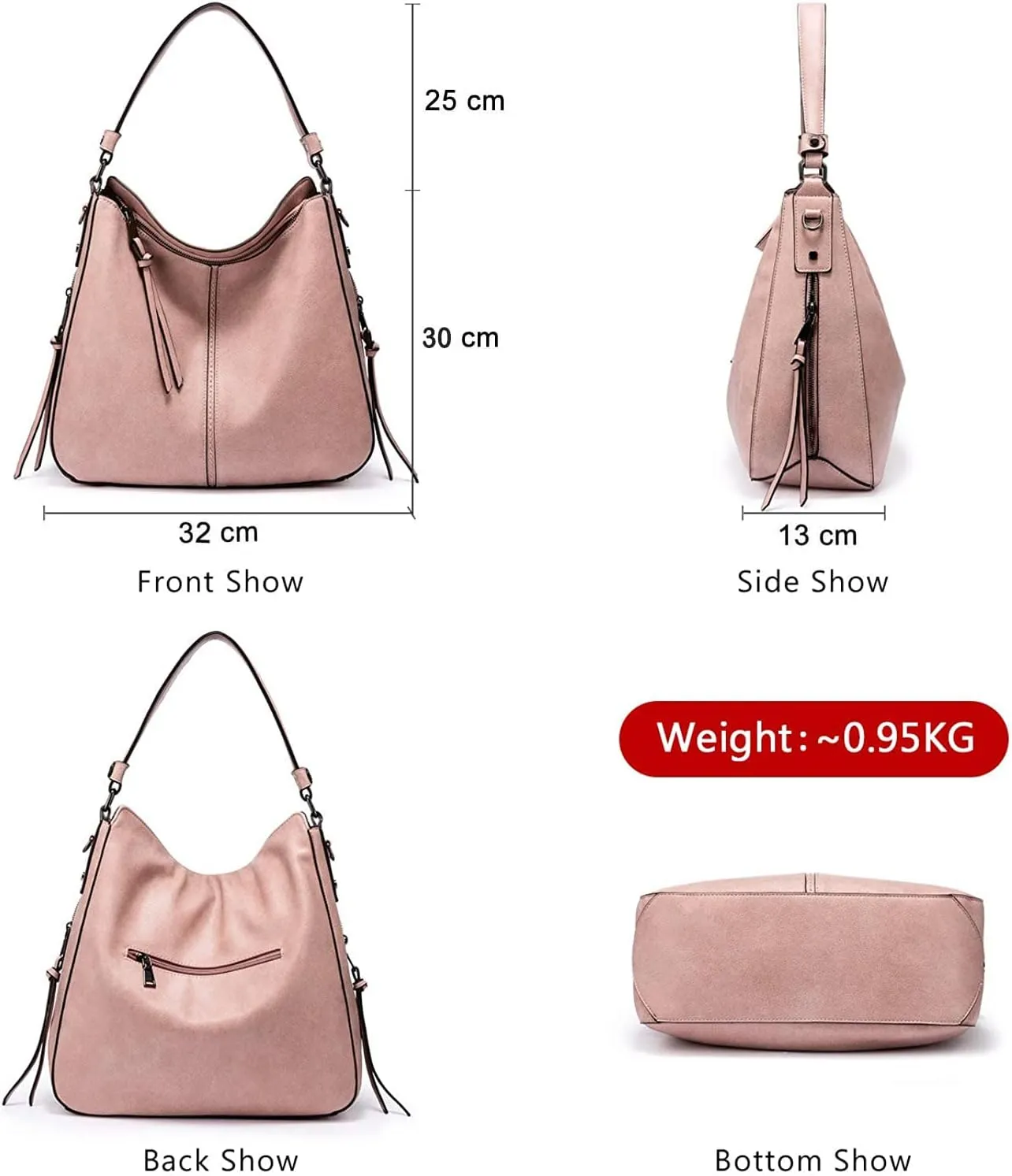 INOVERA Faux Leather Women Handbags Shoulder Hobo Bag Purse With Long Strap