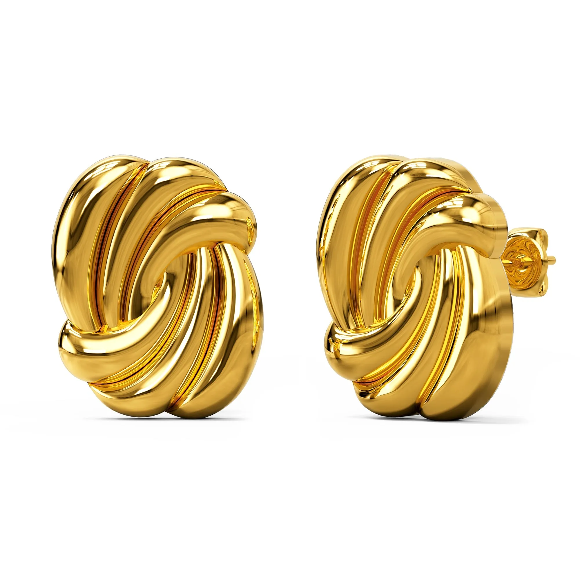 Intertwined Gold layered Stud Earrings