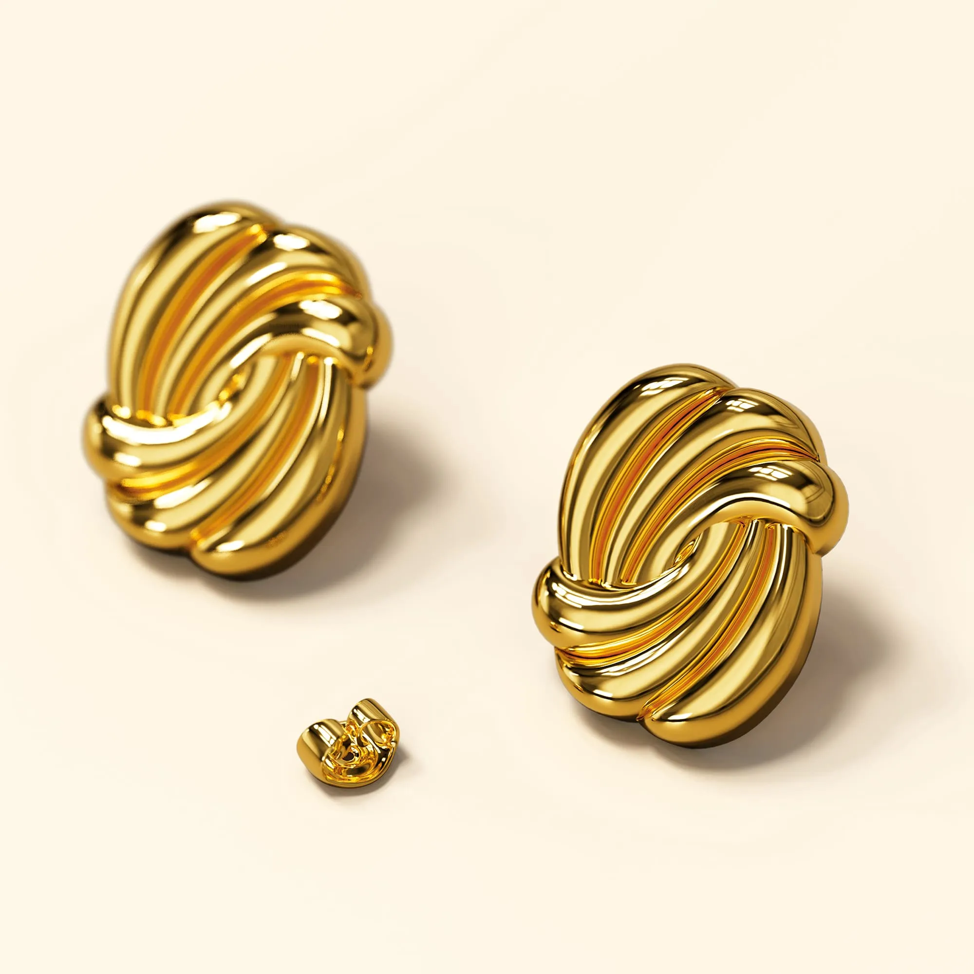 Intertwined Gold layered Stud Earrings