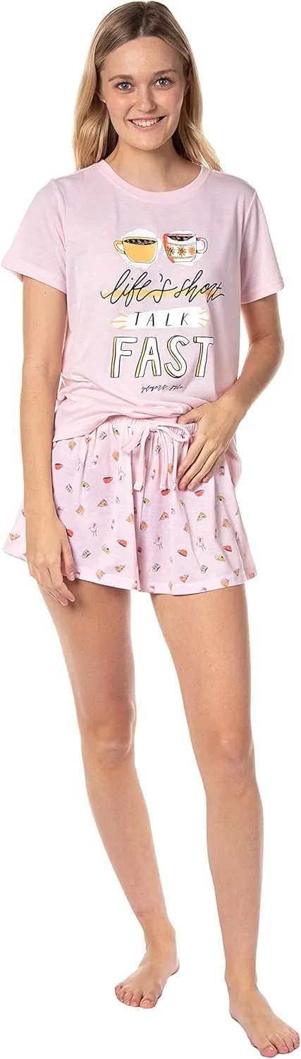 INTIMO Gilmore Girls Womens' Coffee Life's Short Talk Fast Sleep Pajama Set Shorts