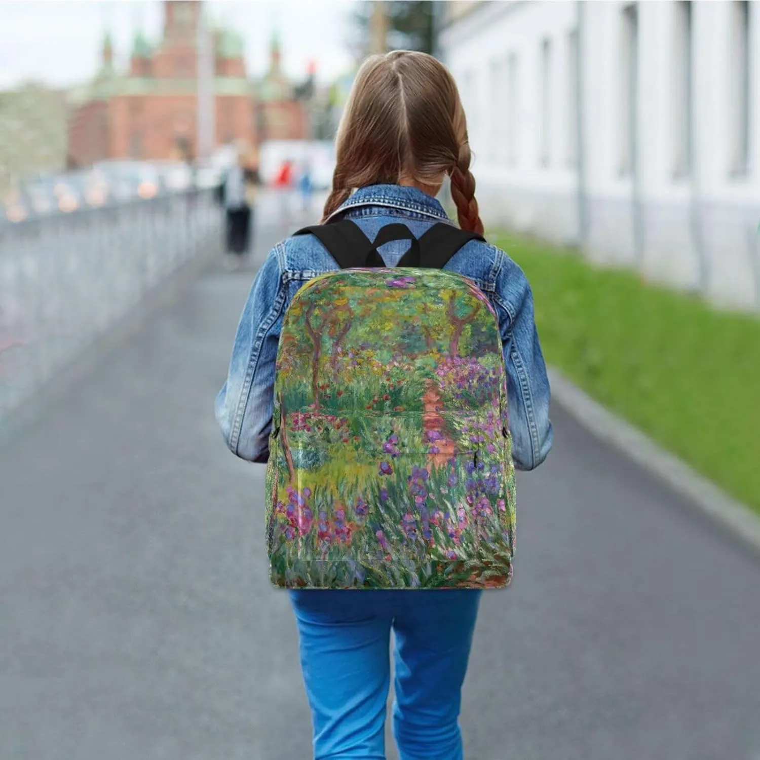 Iris Garden at Giverny Monet Backpacks For Teen Girls Boys School Bookbag