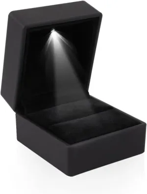 iSuperb Ring Box Black Jewelry Case Organizer with LED Light Gift Box