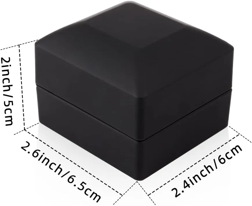 iSuperb Ring Box Black Jewelry Case Organizer with LED Light Gift Box