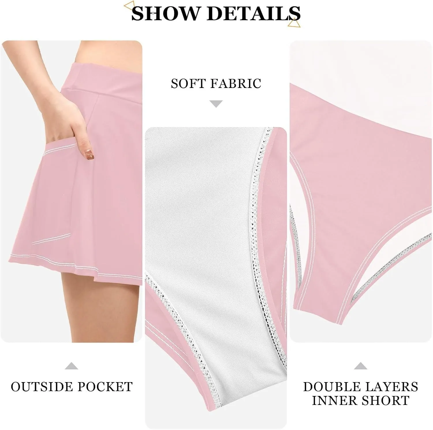 J JOYSAY Solid Color Swim Skirt for Women High Waisted Elastic Waist Swim Bottoms with Built-in Panty