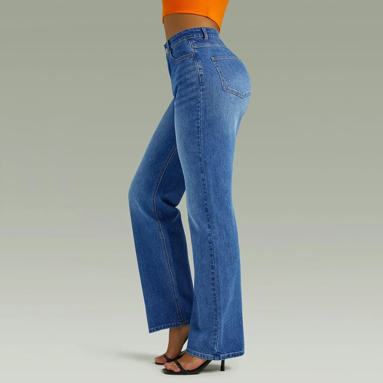 Jeans for Women Trendy Plus Size Casual High Waisted Lounge Baggy Wide Leg Denim Pants with Pockets