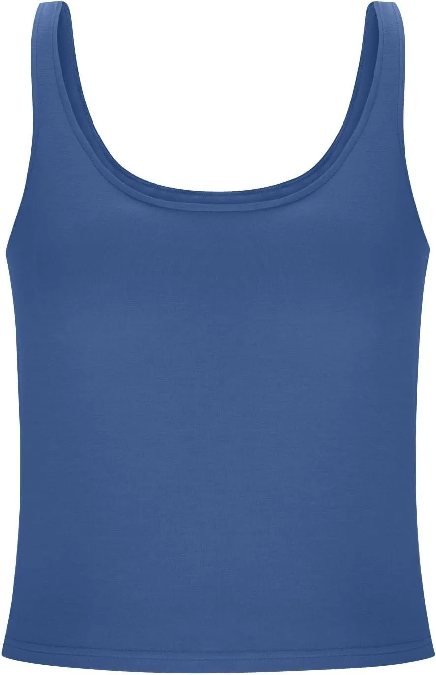 JIEMUXIU Built in Bra Tank Tops for Women 2025 Casual Scoop Neck Sleeveless Tees Basic Workout Top Camisole Undershirts