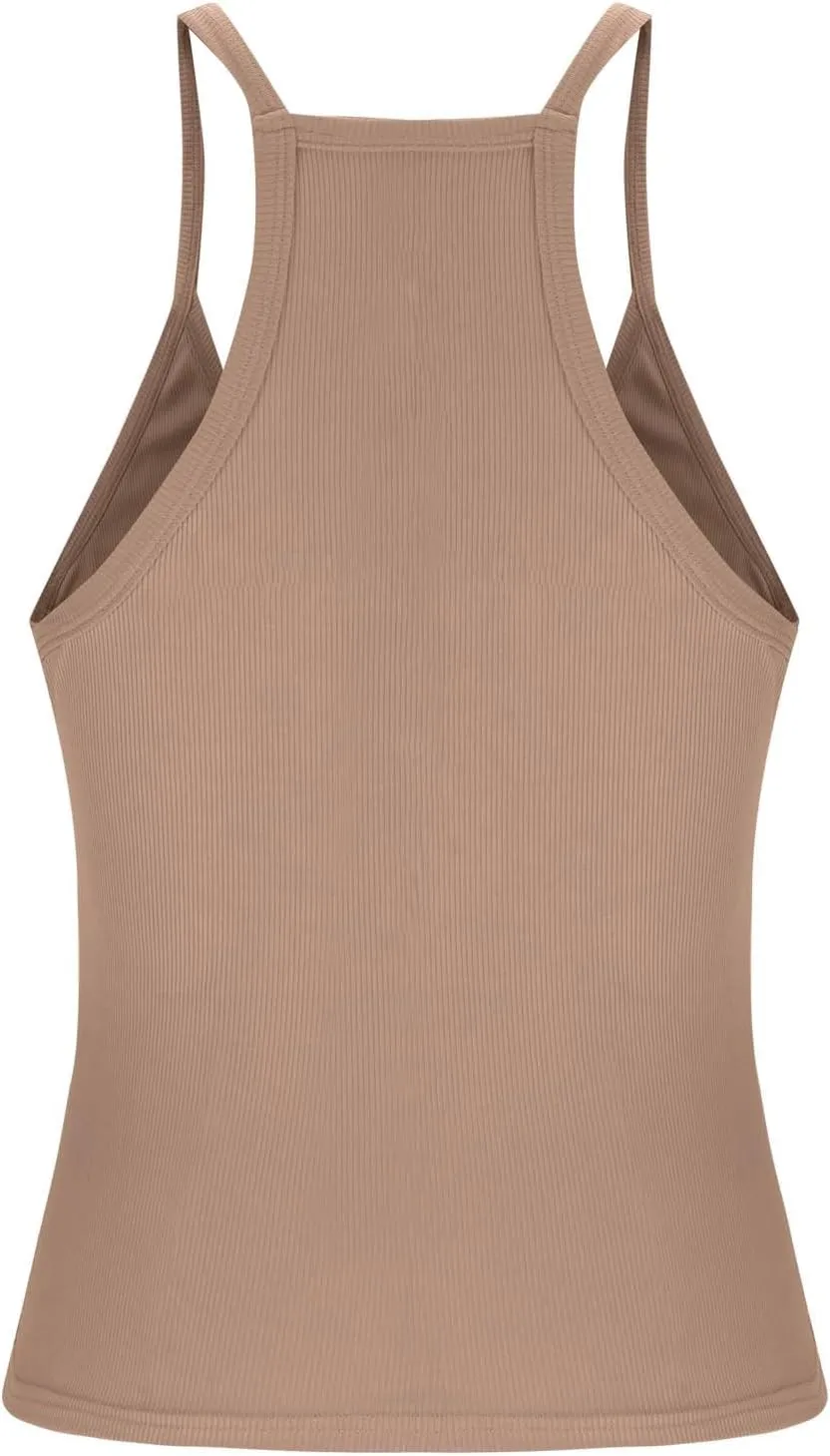 JIEMUXIU Tank Tops for Women 2025 Racerback Basic Tank Summer Workout Camisole V Neck Slim Fit Knit Ribbed Sleeveless Tops