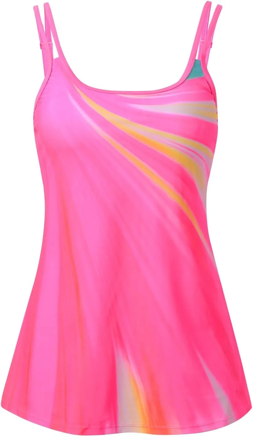 JiXiang Tankini Swimsuits for Women 2025 Two Piece Summer Bathing Suits Print Sling Swim Beach Swimwear Tank Top with Shorts