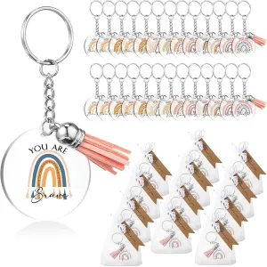 Junkin 20 Set Housekeeping Gifts Inspirational Keychains Gifts Thank You Rainbow Keychain Employee Appreciation Gifts Team Gifts for Students Coworkers Teacher Nurses