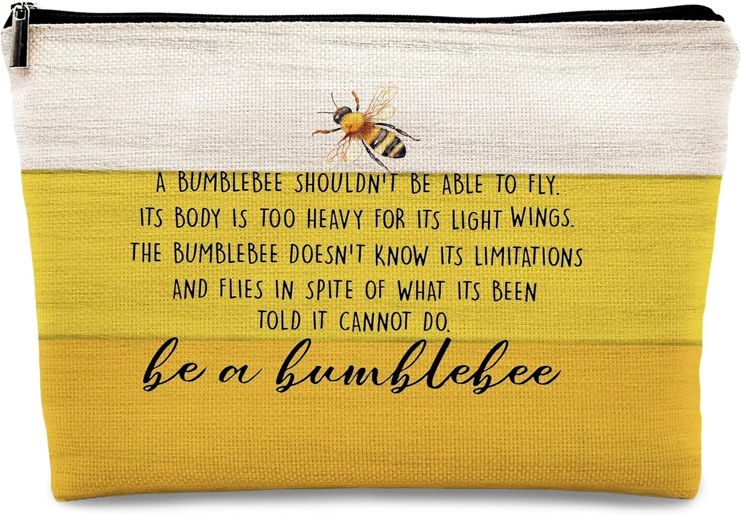 kdqua Summer Honey Bee Bumblebee Gifts Makeup Bag, Bee Themed Gifts, Bumble Bee Inspirational Gift for Women, Bee Lover Gift Linen Cosmetic Bag Travel Toiletry Bag, Positive Bee Beekeeper Gifts