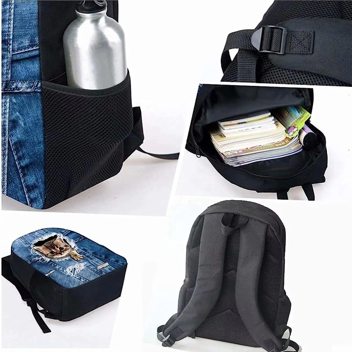 KEIAHUAN Boho Hummingbird Pattern Children School Backpack Satchel Backapck School Bag Storage for Elementary School with Lunch Bag Pencil Holder