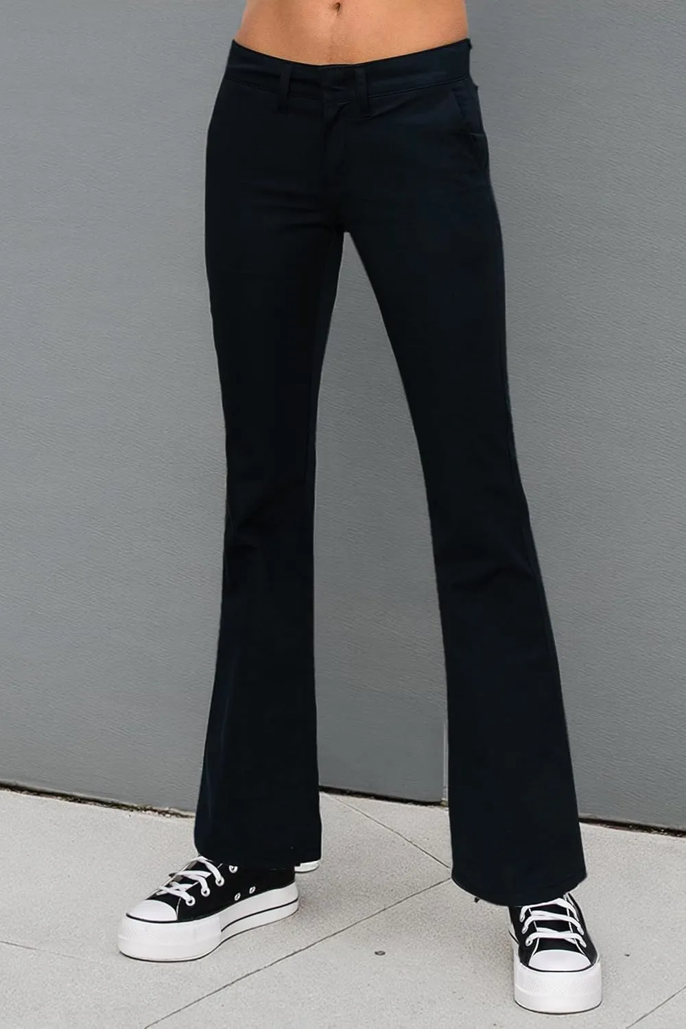 KHAKI & BLUE Women's Work Pants  Low Rise Flared Leg Bootcut Casual Trousers with Pockets