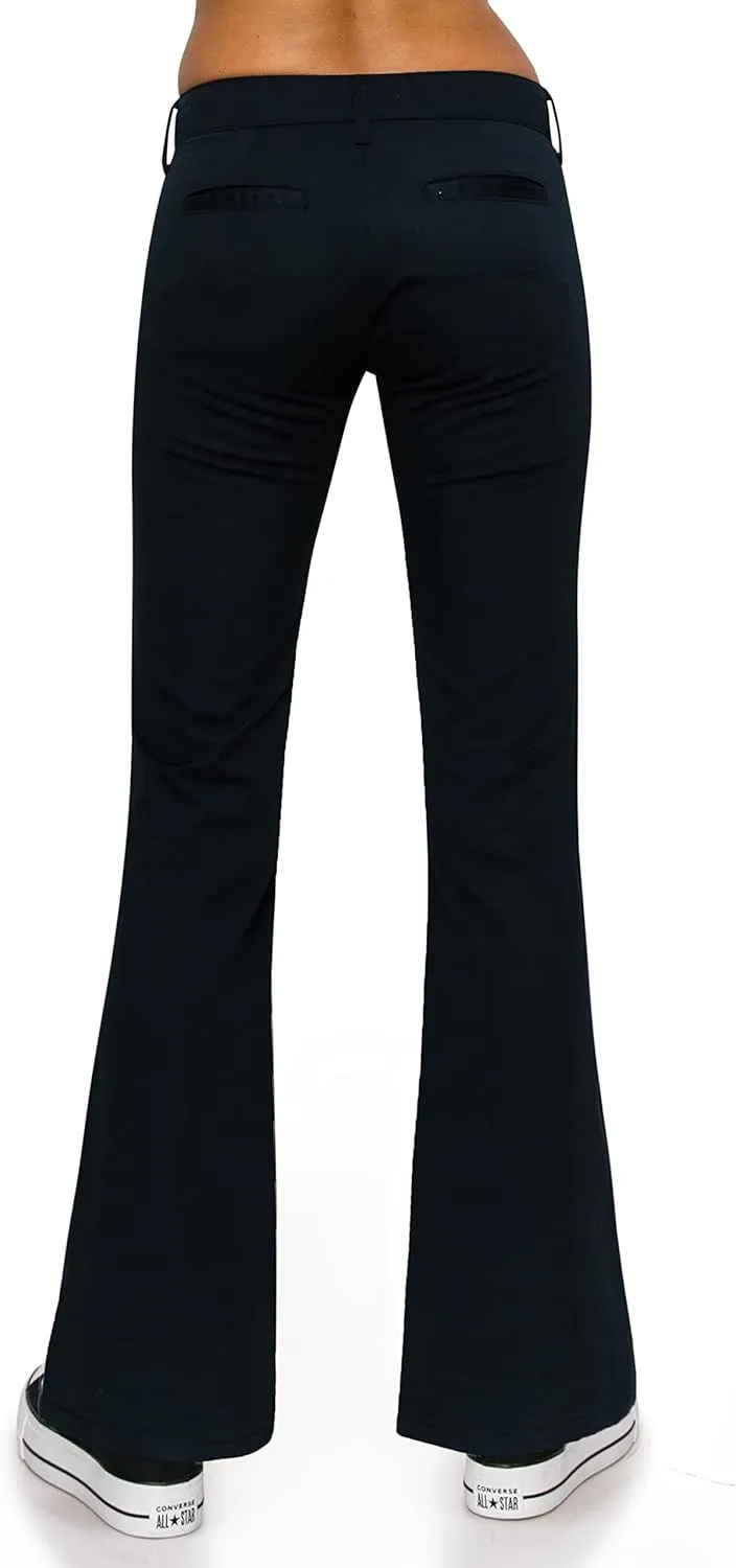 KHAKI & BLUE Women's Work Pants  Low Rise Flared Leg Bootcut Casual Trousers with Pockets