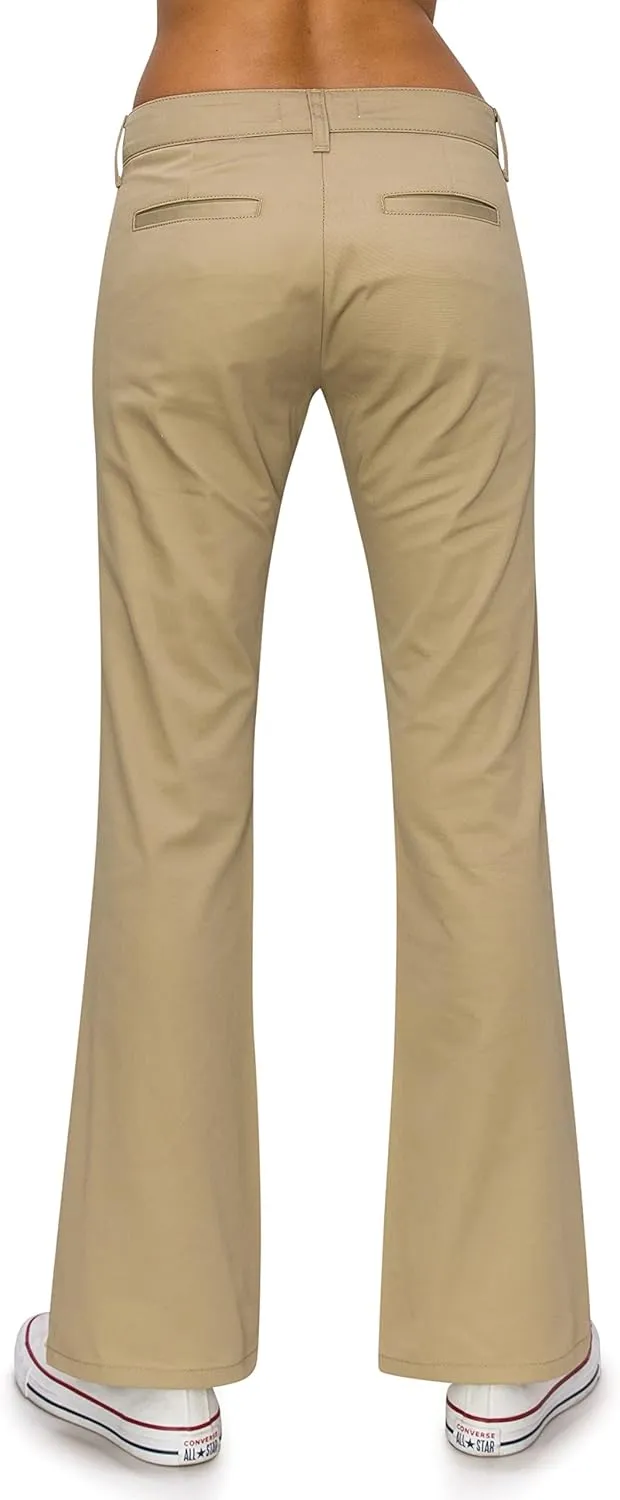 KHAKI & BLUE Women's Work Pants  Low Rise Flared Leg Bootcut Casual Trousers with Pockets