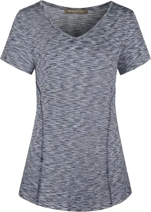 Kimmery V Neck T Shirts for Women Short Sleeve Workout Yoga Tops for Women