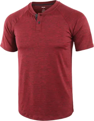 KNQR Men's Performance Lightweight Vintage Quick Dry Athletic Active Outdoor Hiking Henley T-Shirts