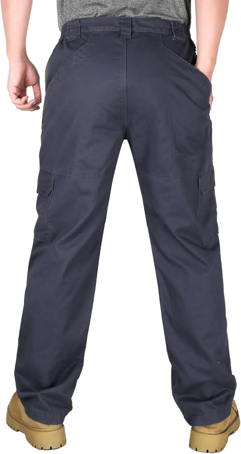 KONRECO FR Pants for Men Cargo Pockets Flame Resistant 7.5oz 100% Cotton Elastic Waist Work Pants