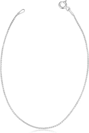 Kooljewelry Sterling Silver Round Wheat Chain Anklet (1.1 mm, 1.5 mm, 2 mm or 2.6 mm)