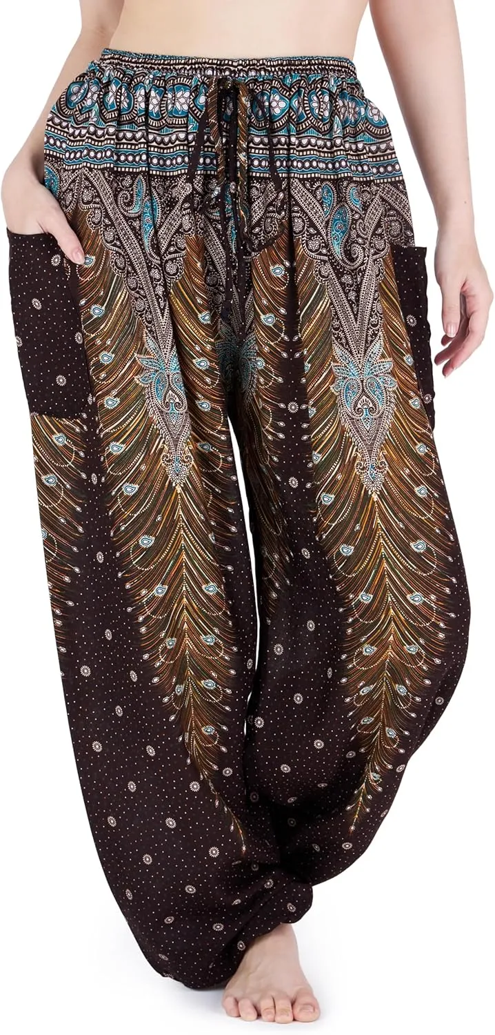 Lannaclothesdesign Women's Elephant Hippie Boho Yoga Harem Pants
