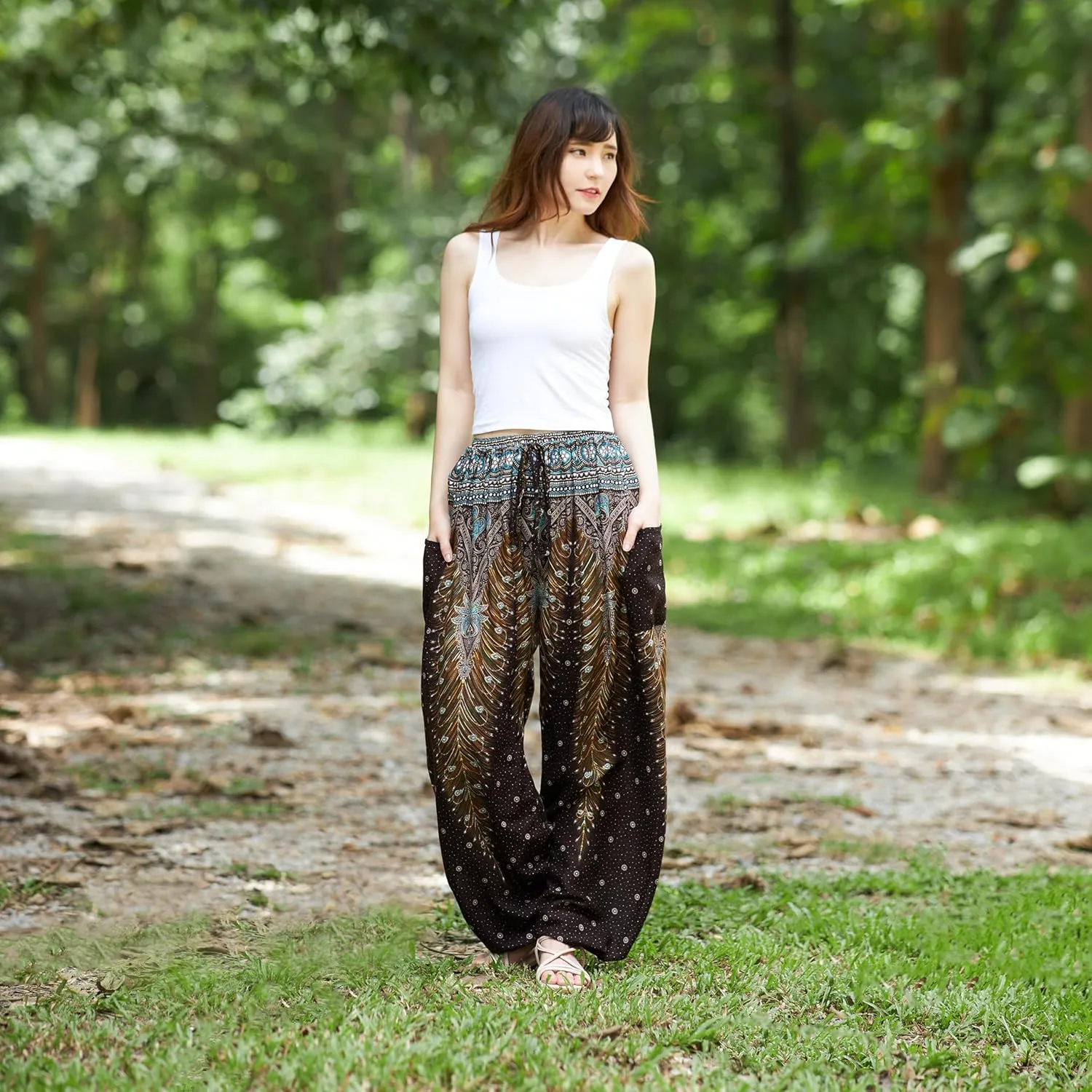 Lannaclothesdesign Women's Elephant Hippie Boho Yoga Harem Pants